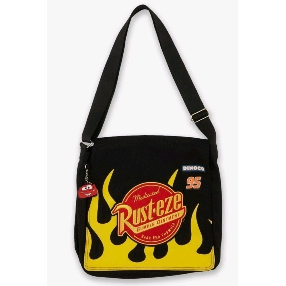 DISNEY Pixar Cars Rust-Eze Flames Patch & Lighting Mcqueen Charm  Messenger Bag